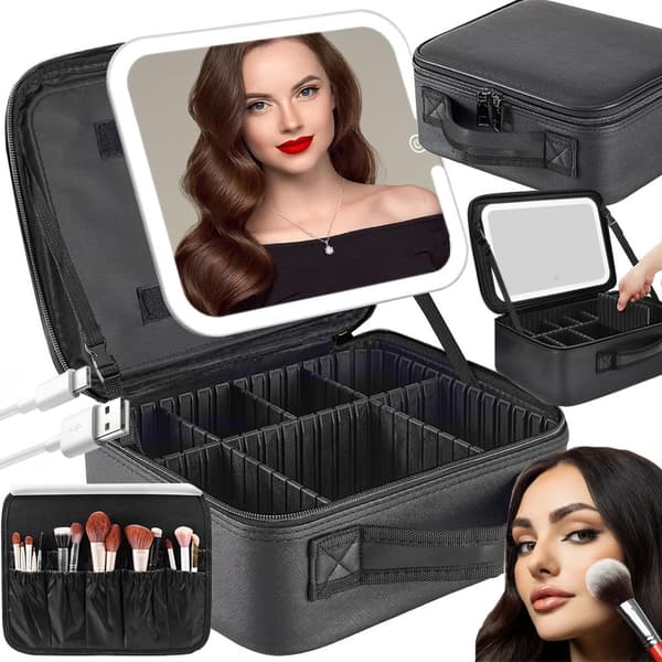 Make-up taske med LED spejl