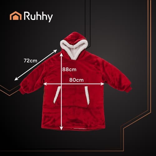 Kosetrøye / Oversized Hoodie med hette - Teppe - Rød