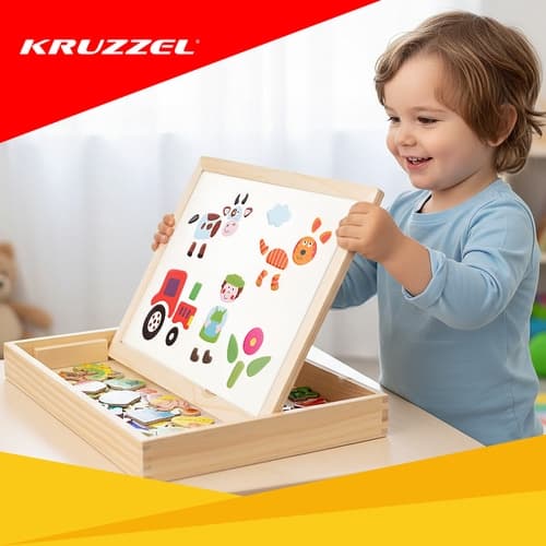 Blackboard / Griffeltavla med Stativ, Kritor & Magneter - Barn