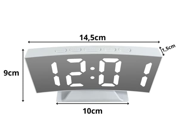 Digitaalinen kello LED-hälytyspeili USB