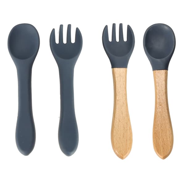 Barnservis / Barnbestick i Silikon - 9-delar - DarkBlue