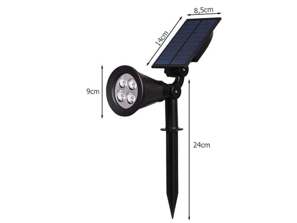 Solcellelampe 4 LED 3 moduser skumringssensor