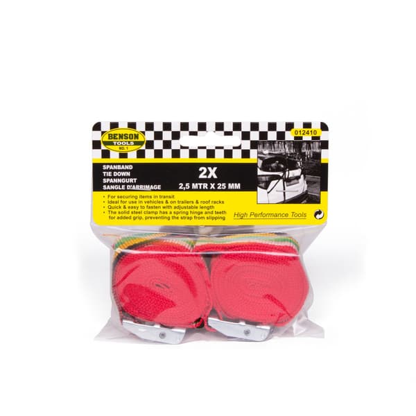 Spännband med spärr 2,5 m × 25 mm 2-pack