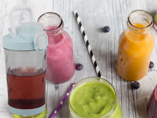 Bærbar USB trådløs smoothieblender, isknuser, blå - Blå