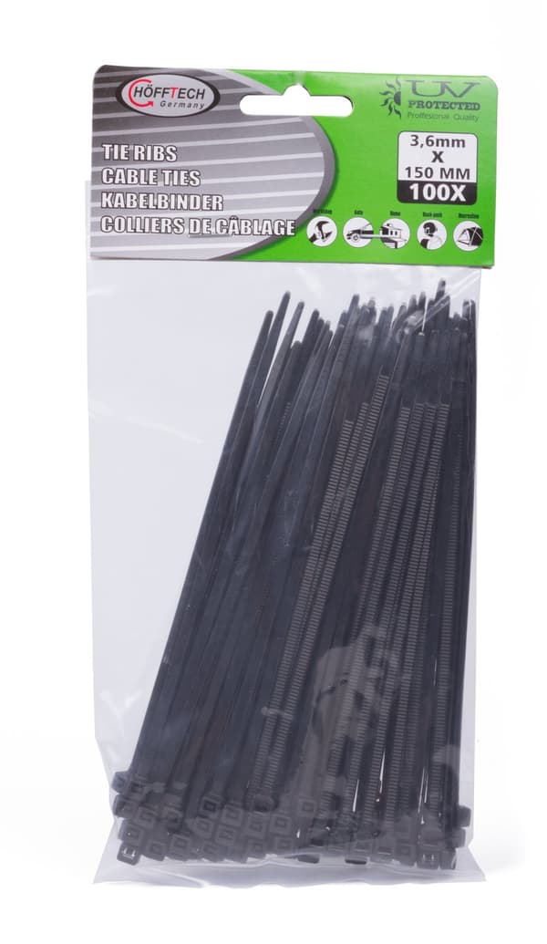 Nippuside 3,6 x 150 mm 100 kpl musta