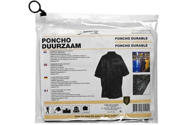 Sadeponcho, kestävä, musta