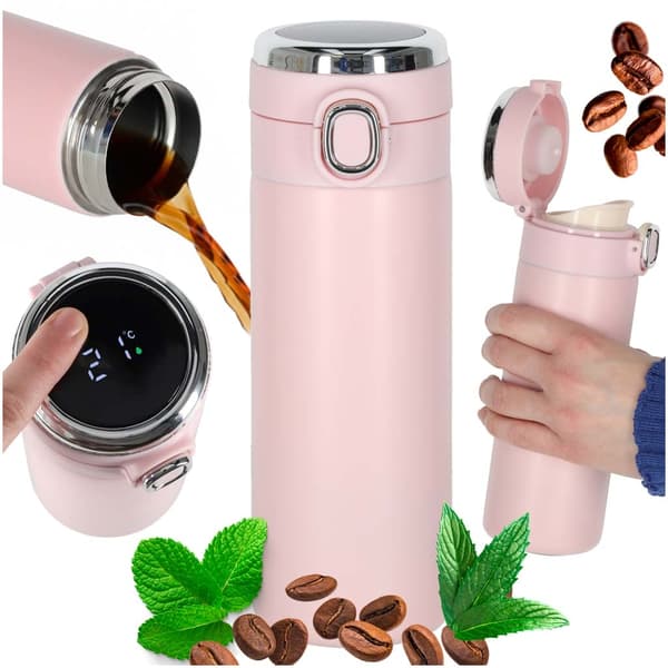Termokopp med LED 420 ml rosa