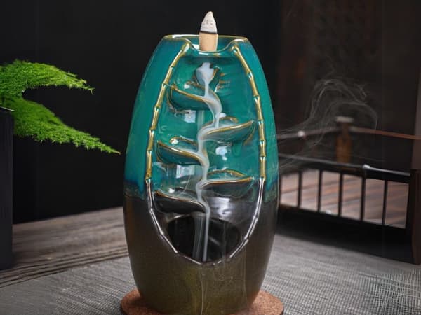 Doftande keramisk eldstad vattenfall rökelse aromaterapi + 10 vekar - Blue