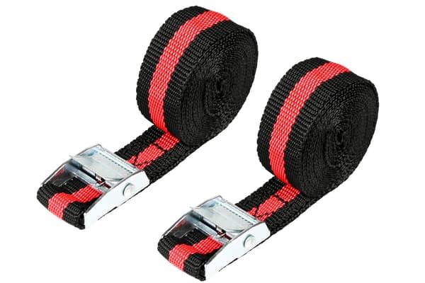 Spændebånd 2,5 m x 25 mm sort/rød 2 stk
