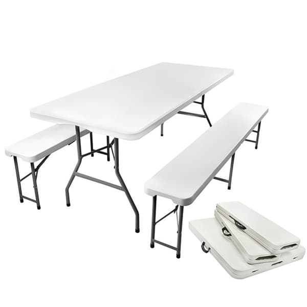 Sammenleggbart hagebord 180 cm + 2 benker