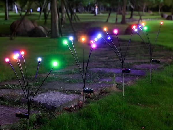 Solcellelamper kule 2 stk RGB LED 70 cm