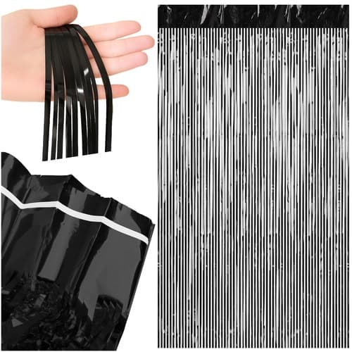 Frynsegardin / Draperi - 2x1m - Sort