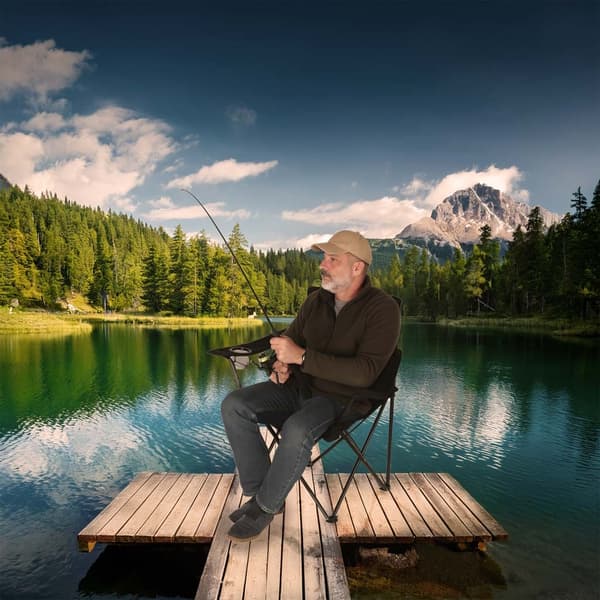Campingstol / Fiskestol - Sammenklappelig - Sort