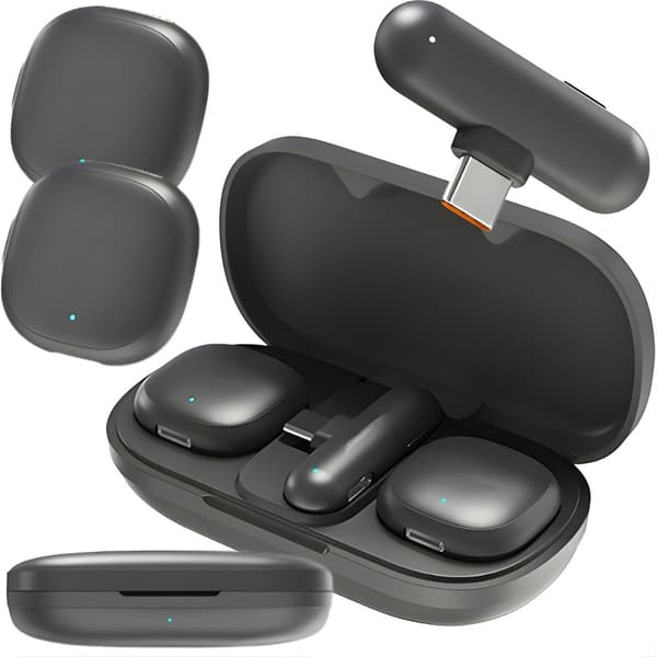 Trådløs lavalier mikrofon 2 stk til iPhone mobil eller computer USB-C
