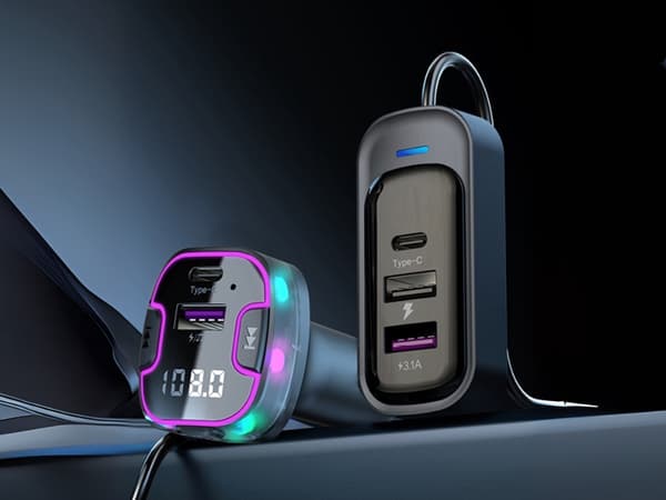 Bluetooth-sändare bil - FM adapter 3× USB och Type-C