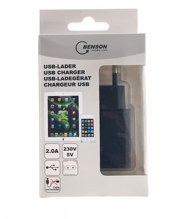 USB-laturi (2 A) musta