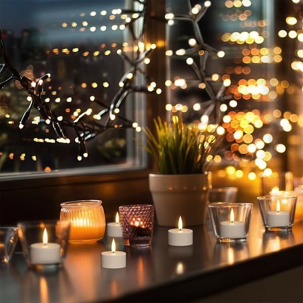Varmelys Oppladbare - LED Lys med Fjernkontroll & Timer - 6-Pack