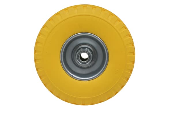 Hjul + däck litet 3.00-4" PU gul stålfälg