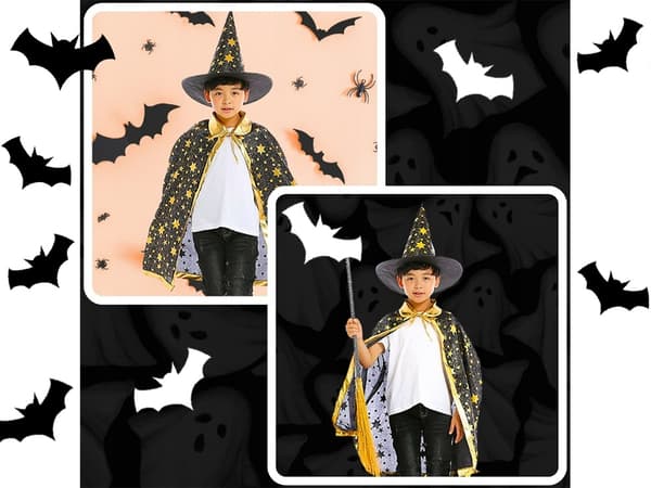 Förklädnad guide kostym halloween cape hatt