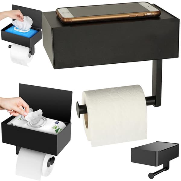 Toiletpapirholder LOFT - Hylde i sort stål