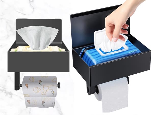 Toiletpapirholder LOFT - Hylde i sort stål