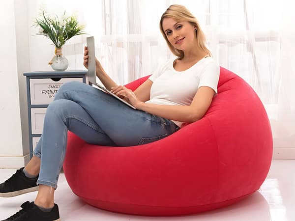 Oppblåsbar sittepuff velour