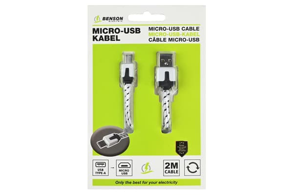 USB micro-USB kabel 2 m nylon