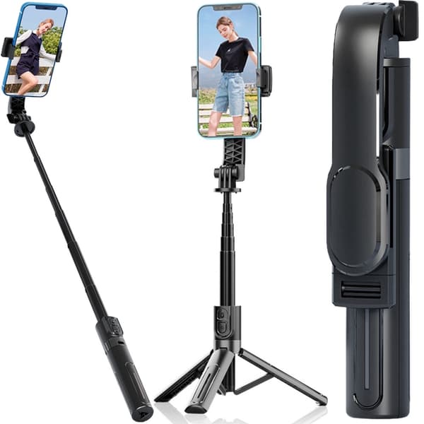 Selfiestick mobilholder stativ bluetooth fjernkontroll 90 cm