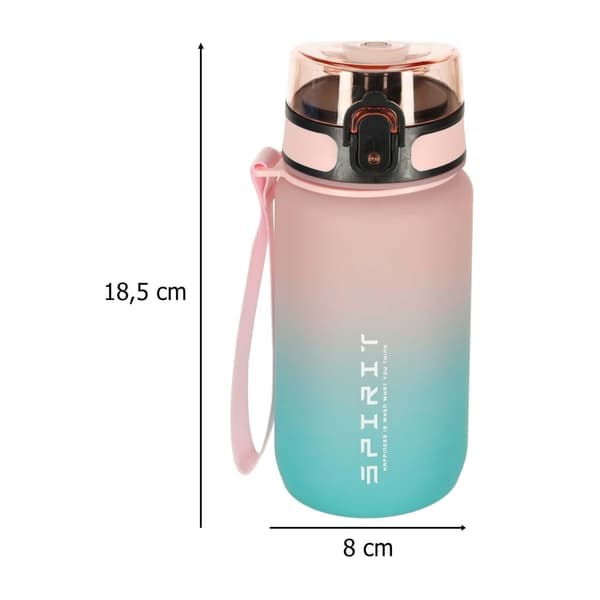 600ml Vattenflaska med Sugrör & Tidsmarkör - Pink