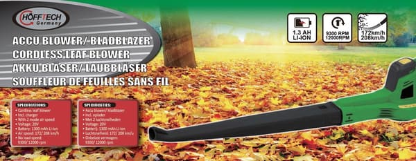 Løvblåser trådløs 20V 1300 mAh