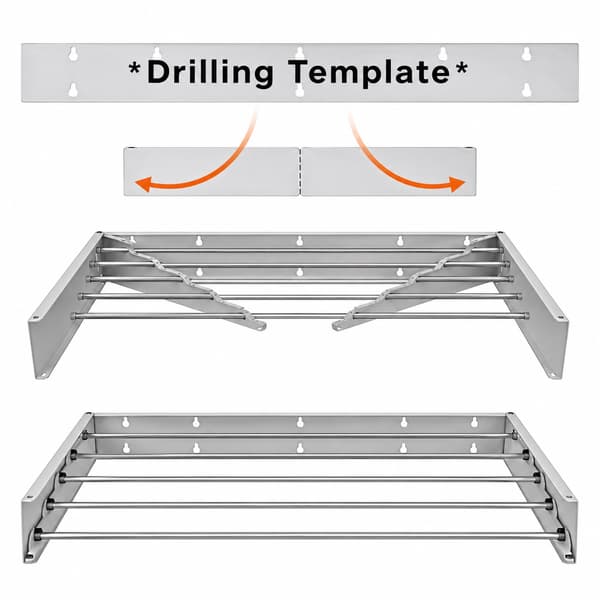 Hopfällbart torkställ 80 cm – Väggmonterat - 4-Pack