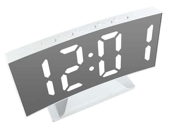 Digitaalinen kello LED-hälytyspeili USB