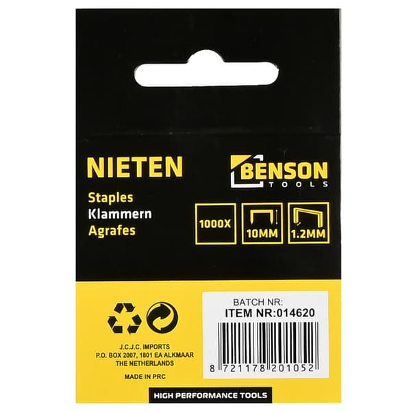 Stifter 10 mm × 1,2 mm 1000-pakning