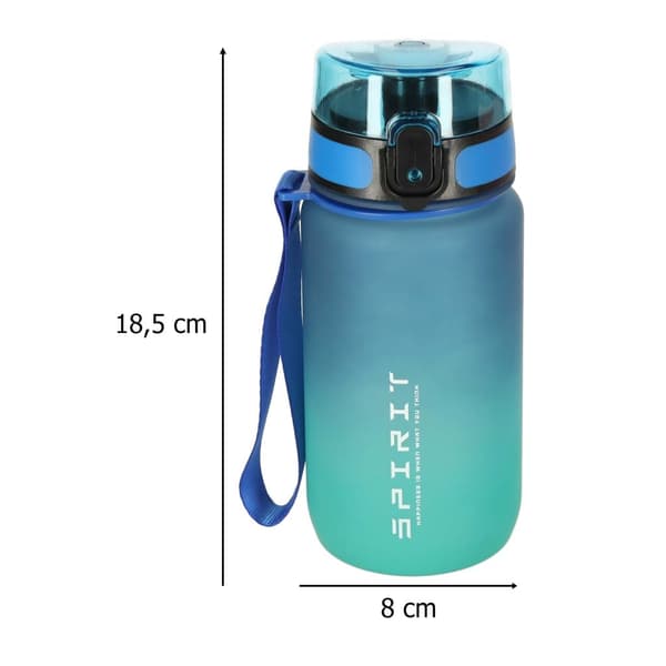 600ml Vattenflaska med Sugrör & Tidsmarkör - Blue