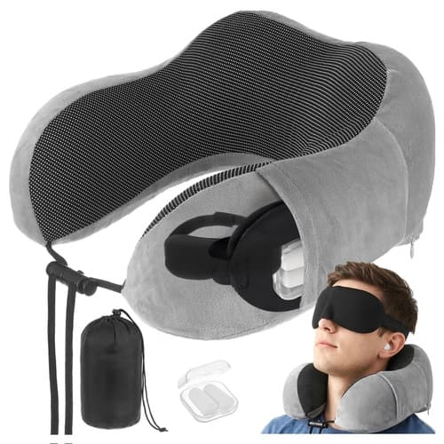 Nackkudde med Sovmask & Öronproppar - 3-i-1 Rese-Kit