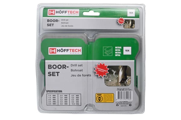 Boresett 15 deler HSS hardt etui