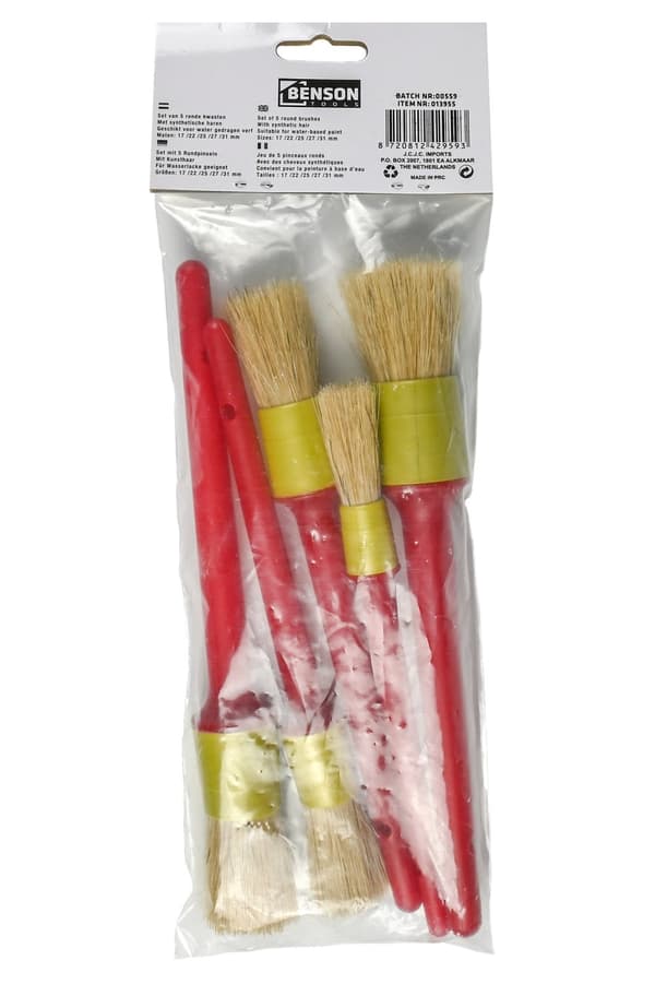 Penselset syntet 5-pack rund