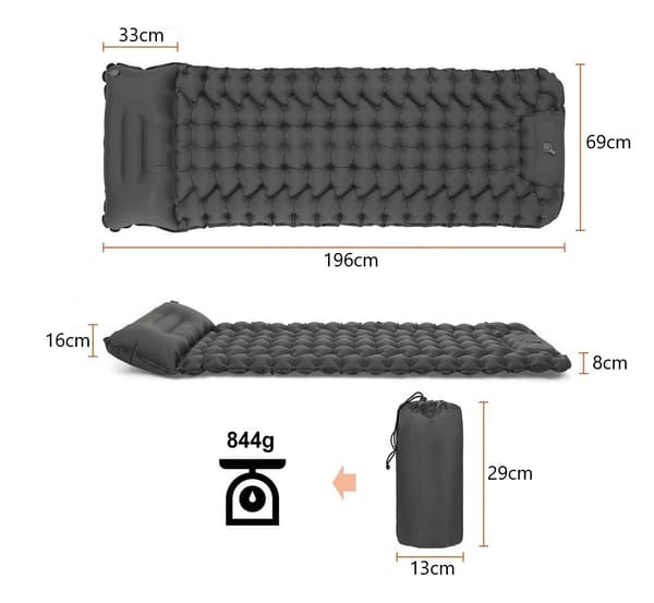 Uppblåsbart Liggunderlag med Pump – 200x70x9cm