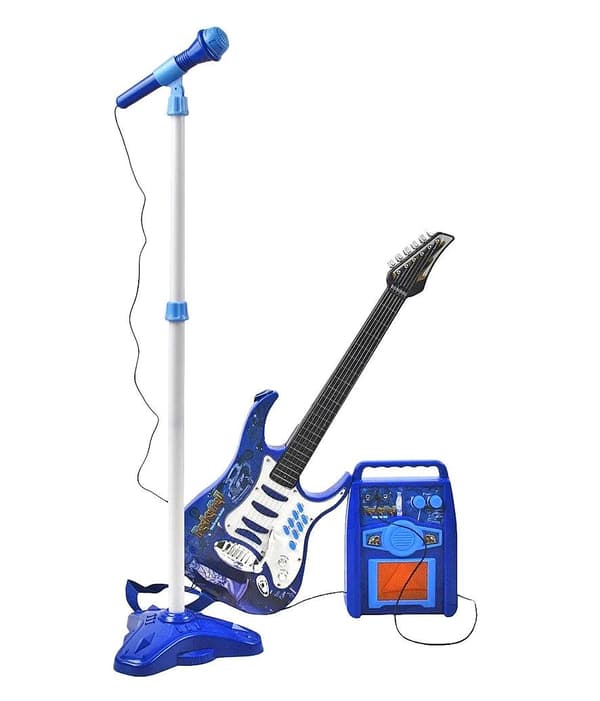 Elguitar med Forstærker & Mikrofon til Børn – Blå - Blue