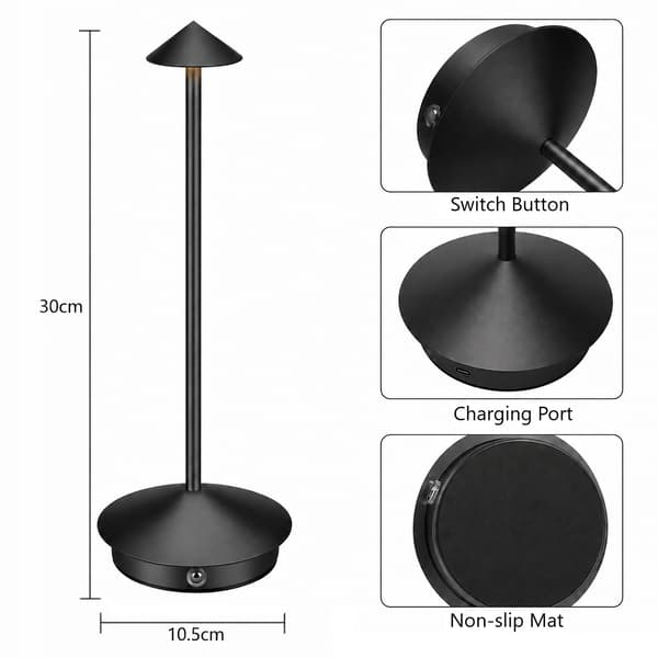 Bordlampe / Skrivebordslampe - Trådløs LED-lampe - Black