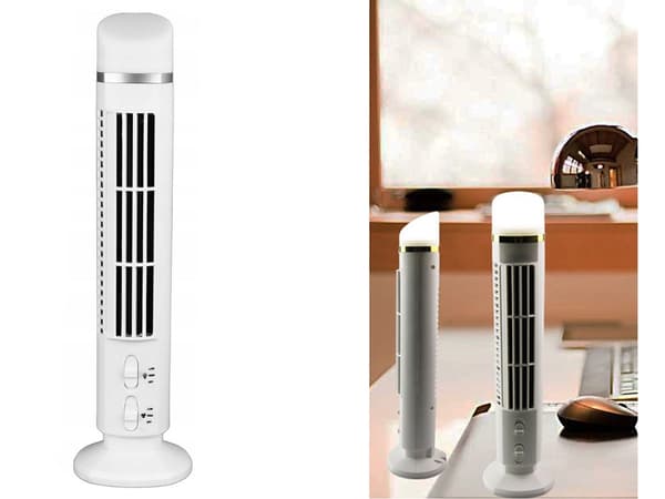 Tårnventilator med lampe - Bladløs bordventilator
