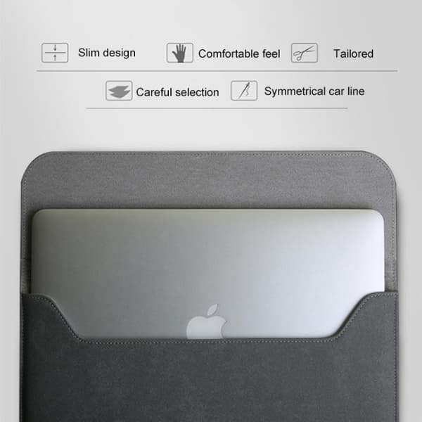 13,3" Laptop Sleeve / Computertaske / Macbook - Læder - Grey