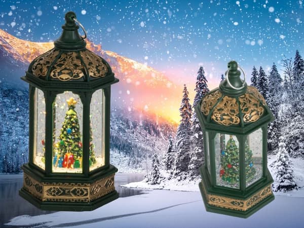 LED-lykt juletre dekorasjon med glitter