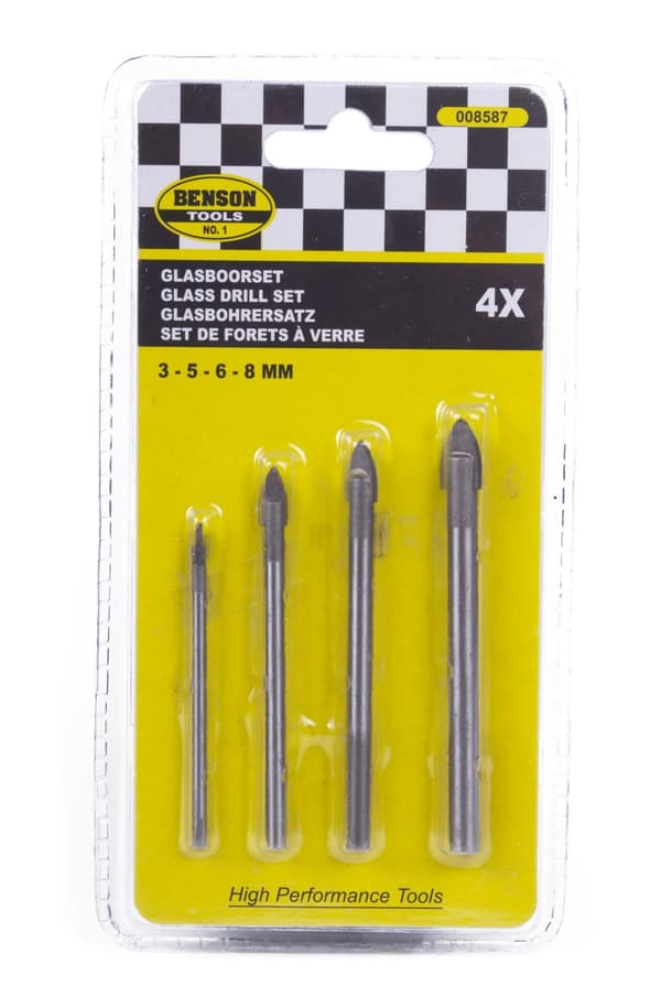 Borrset 4-delars glas 3-5-6-8 mm