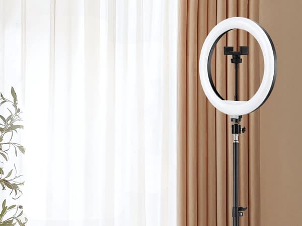 LED-ringlys + stativ - Mobilholder med 3 farvetoner