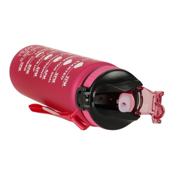 Vattenflaska med Sugrör & Tidsmarkör - 1L - Pink
