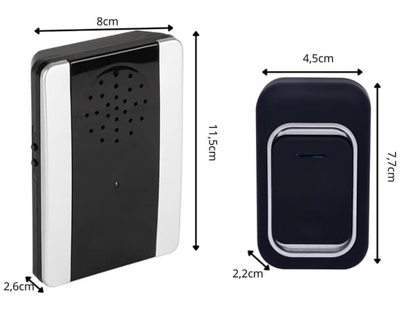 Trådlös dörrklocka 300 m batteri 2 knappar