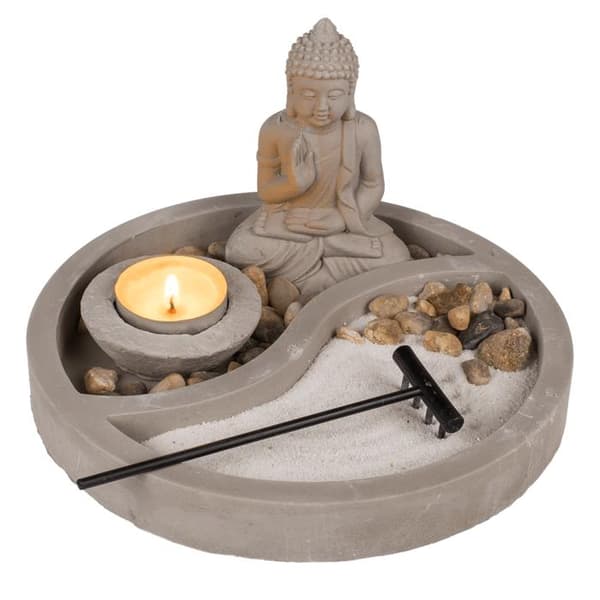 Zen Buddha Borddekorasjon med Lysholder