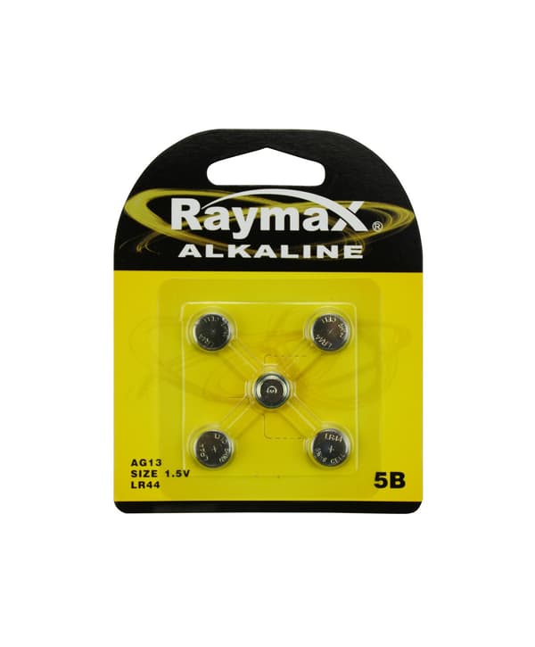 Knappcellebatteri Raymax AG13/LR44 5 stk alkaliske