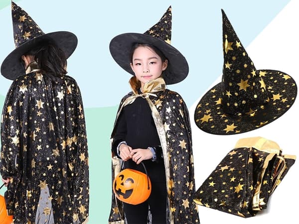 Förklädnad guide kostym halloween cape hatt
